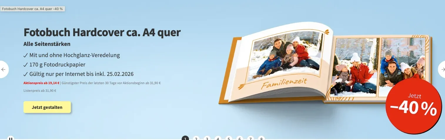 Nachweis des Gutscheins - HappyFoto - HappyFoto [[Fotobuch Hardcover]] ca. A4 quer -40 %
